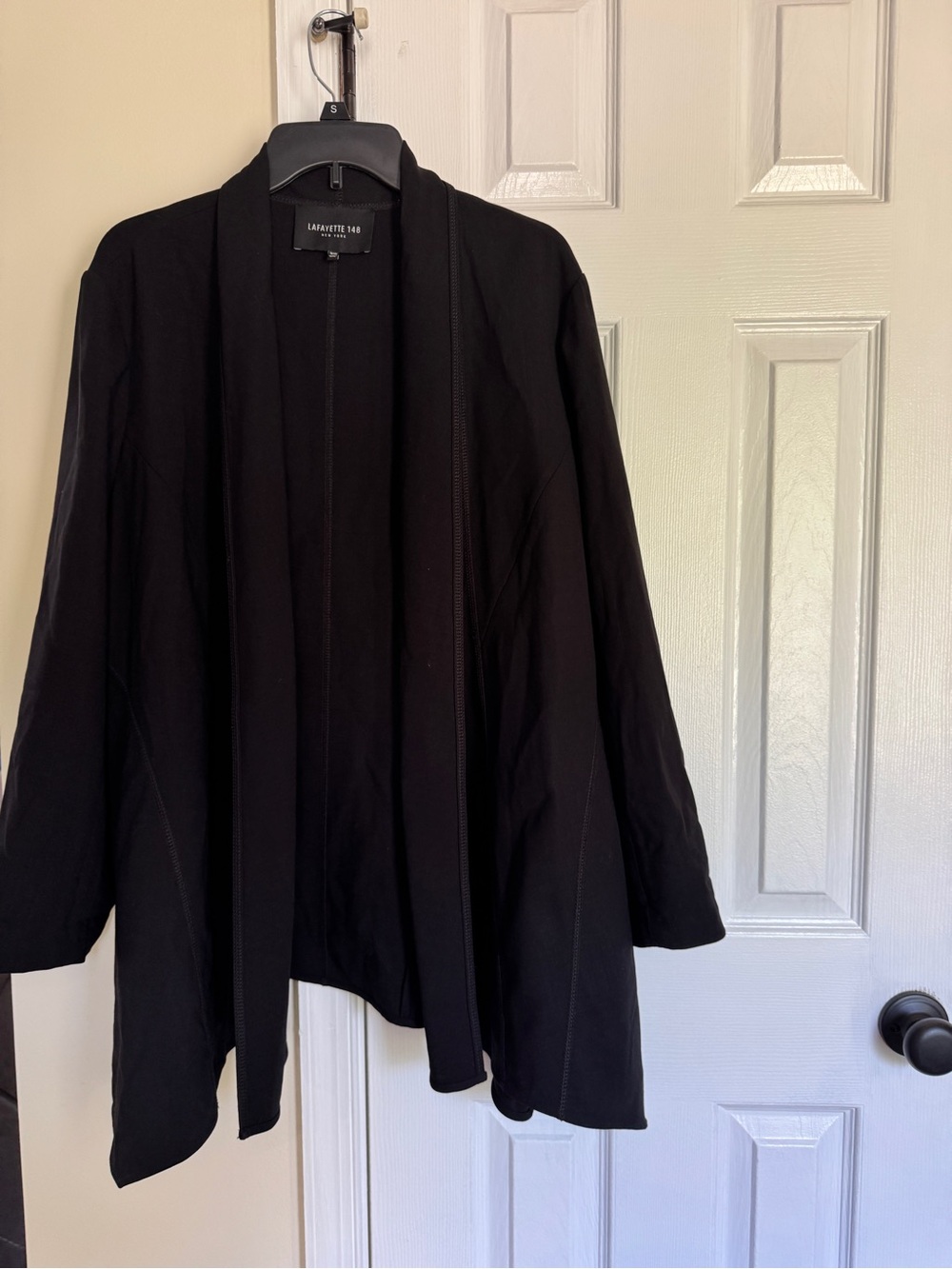 Lafayette 148 New York Black Casual Blazer Pockets women’s 16W Open Front EUC